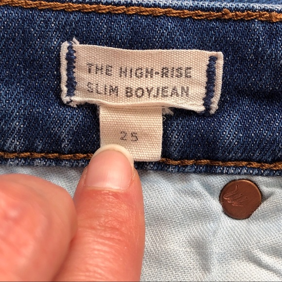 Madewell The High Rise Slim Boy Jean Distressed Raw Hem - Picture 7 of 13
